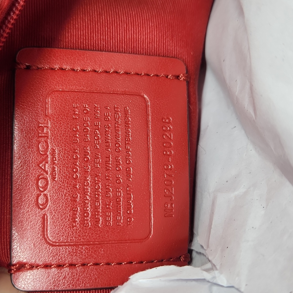 Coach Brown Signature Canvas Shoulder Bag with Red Trim - Picture 6 of 11
